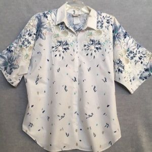 Ms. Tops Shacket Crisp Cool Cotton Comfort Raglan Sleeve Lightweight Fabric 24W